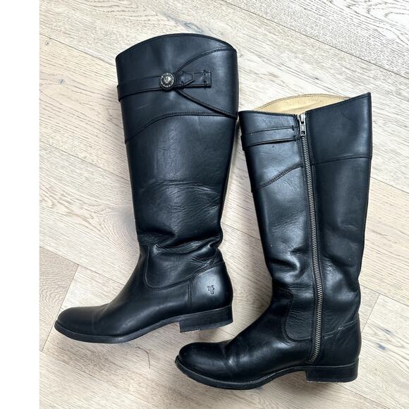 Frye Women's Leather‎ Molly Knee High Button Riding Boots Black Size 6 - Picture 1 of 11